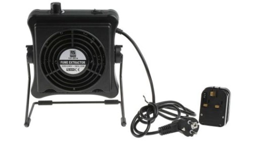 Pochłaniacz oparów, 23W, 220 → 240V, Filtr węglowy 220mm, Typ F — wtyczka Schuko z konwerterem UK, RS PRO 220mm