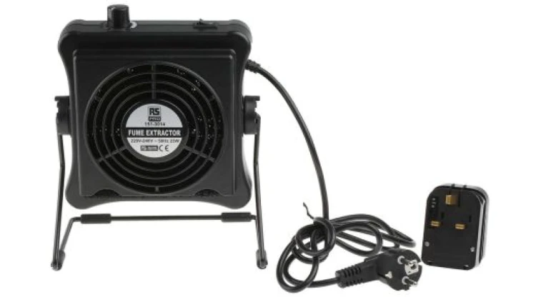 Pochłaniacz oparów, 23W, 220 → 240V, Filtr węglowy 220mm, Typ F — wtyczka Schuko z konwerterem UK, RS PRO 220mm