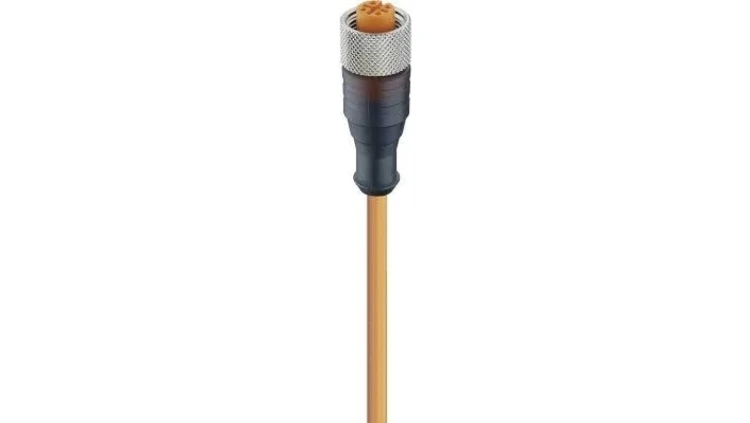 Kabel konfekcjonowany jednostronnie M12 4-pinowy złącze żeńskie proste z gwintem samoblokującym PVC pomarańczowy RKT 4-07/30 M