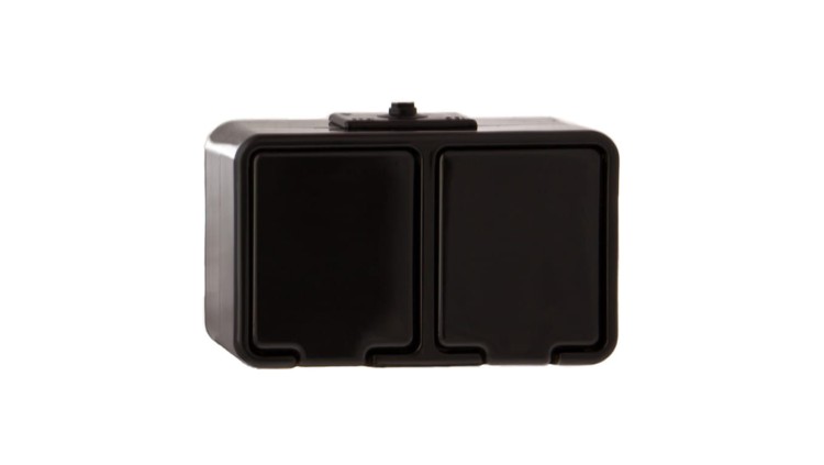 Cedar Gniazdo hermetyczne podwójne z/u 16A IP44 czarne Nt-230H NT230H05
