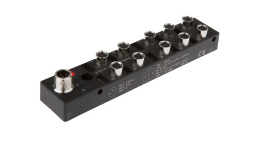 Moduł logiczny 27x150x31mm AND 2x5fold 10-30V DC -30-85 stC złącze M8 żeńskie 3-pinowe złącze M12 męskie 5-pinowe IP67 VL31011A