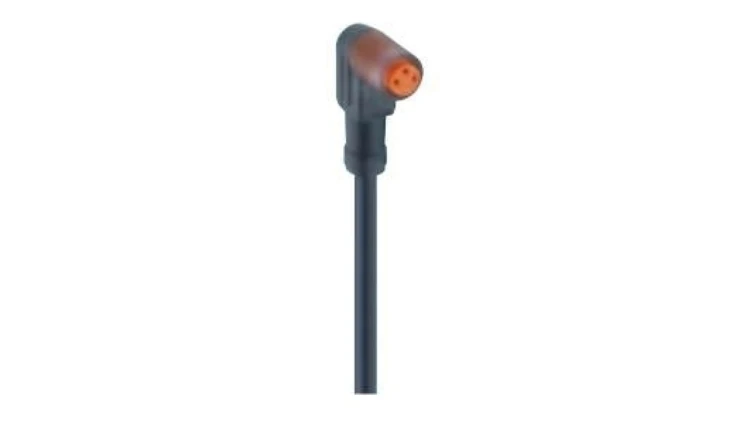 Kabel konfekcjonowany jednostronnie M8 3-pinowy złącze żeńskie kątowe z samoblokujące gwintowane czarny PUR RKMWV 3-06/5 M