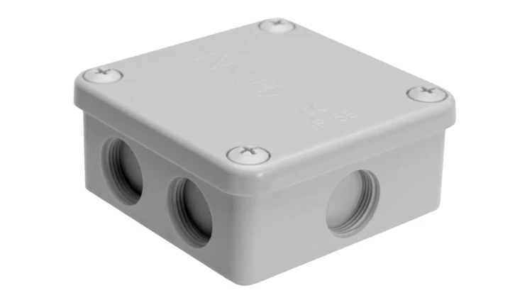 Puszka natynkowa, materiał-bakelit, kolor RAL7035, IP54, 500V, 7 wyjść, z zaciskami 4x6mm² K85/K