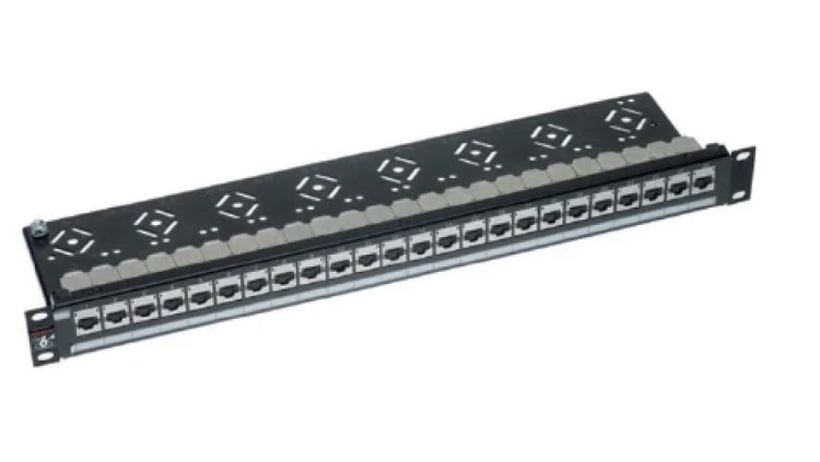 Panel ekranowany DG C6A 19-calowy, 24xRJ45, 568A/B, STP, PowerCat C6A, 1U, Czarny PID-00217