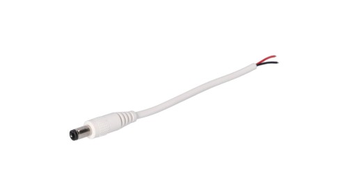 Wtyk DC 5.5x2.5 przewód biały 15cm 22awg