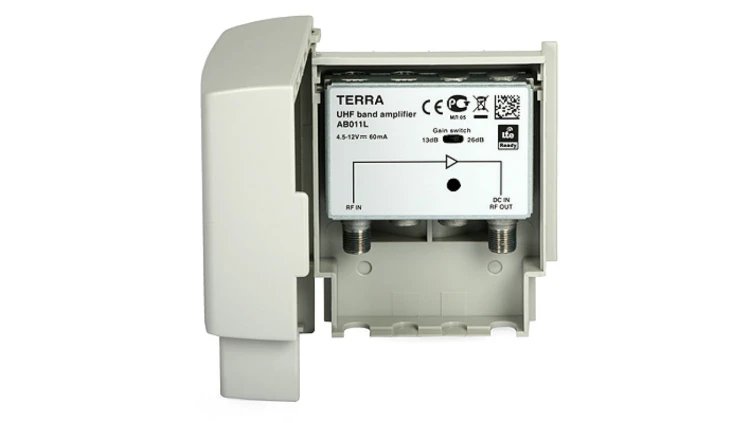 Wzmacniacz masztowy DVB-T UHF AB011L Terra (26 dB DC 5V/12V)