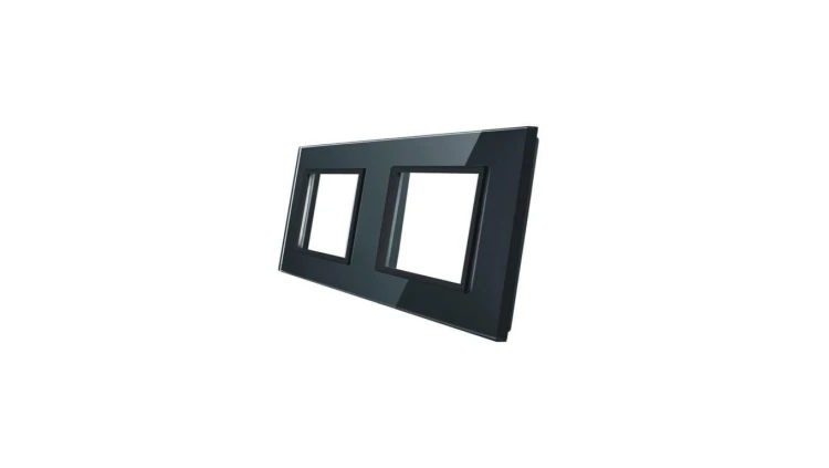 Livolo PODWÓJNA CZARNA RAMKA SZKLANA 150 x 80mm GPF-2-62