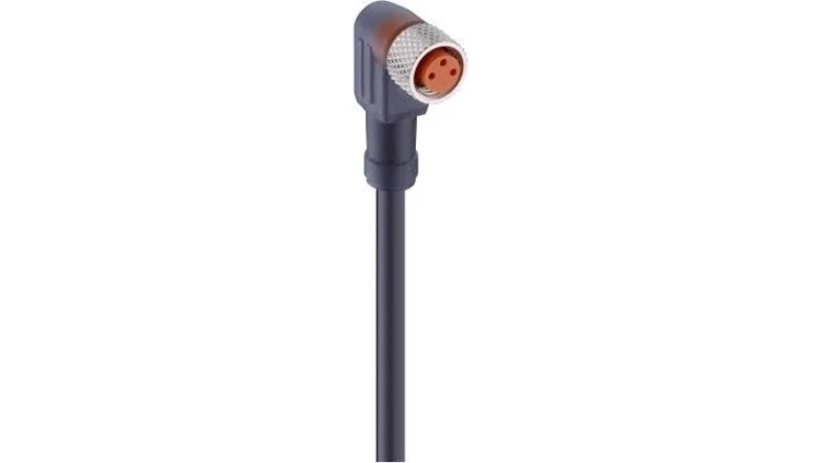 Kabel konfekcjonowany M8 jednostronnie zakończony 4-pinowy złącze żeńskie kątowe samoblokujące gwintowane PVC RKMWV 4-07/10 M