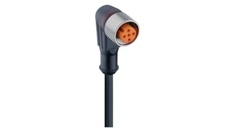 Kabel konfekcjonowany jednostronnie M12 5-pinowy złącze żeńskie kątowe z samoblokującym gwintem kodowanie A PUR RKWT 5-228/15 M