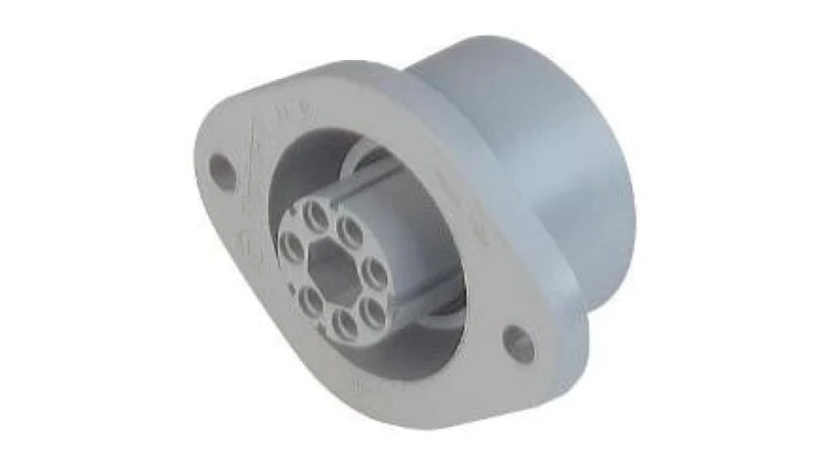 Gniazdo panelowe żeńskie z kołnierzem 7-pinowy (6+PE) 250 V AC/DC 10 A N6R BFE