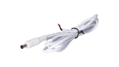 Wtyk DC 5.5x2.5 przewód biały 150cm 22awg