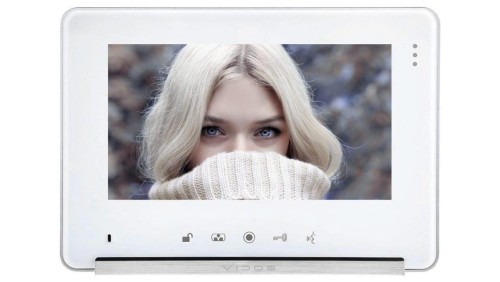 Monitor głośnomówiący, z pamięcią, kolor biały. 7 cali. Obsługa 2 stacji bramowych (lub 1 stacja + 1 kamera CCTV)