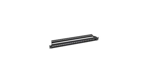 Patch Panel 24 porty 1U otwarty do modułów Keystone, czarny