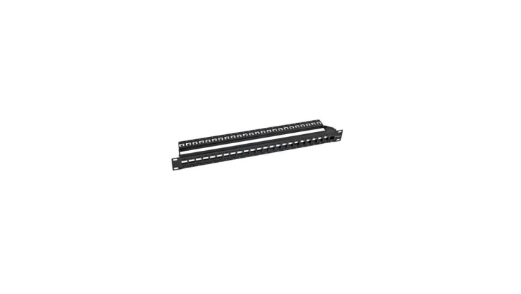 Patch Panel 24 porty 1U otwarty do modułów Keystone, czarny