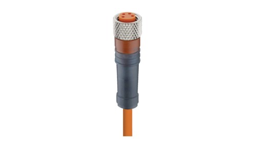 Kabel konfekcjonowany jednostronnie M8 4-pinowy żeńskie prosty złącze z samoblokującym gwintem pomarańczowy PVC RKMV 4-07/20 M