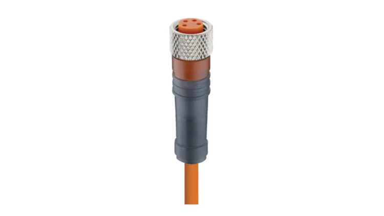 Kabel konfekcjonowany jednostronnie M8 4-pinowy żeńskie prosty złącze z samoblokującym gwintem pomarańczowy PVC RKMV 4-07/20 M