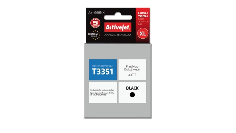 Tusz Activejet AE-33BNX (zamiennik Epson 33XL T3351 Supreme 22 ml czarny)