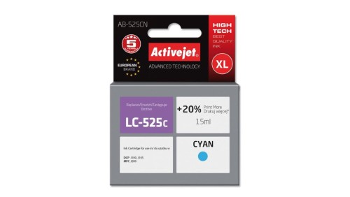 Tusz Activejet AB-525CN (zamiennik Brother LC525C Supreme 15 ml niebieski)