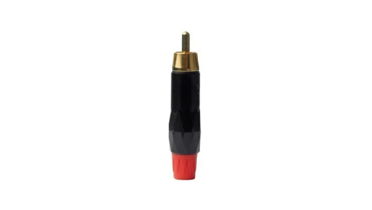 Wtyk RCA metalowy RCAMR, czarno-czerwony LIN000014 /5szt./