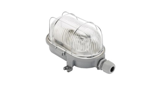 Oprawa LOFT OVAL-7040G, E27, 100W, szara-żeliwo, klosz przeźroczysty-szkło, IP54, siatka metalowa A1180
