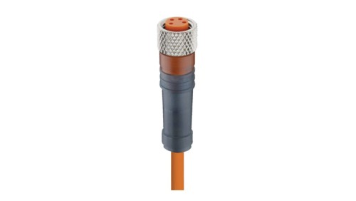 Kabel konfekcjonowany jednostronnie M8 4-pinowy żeńskie proste złącze z samoblokującym gwintem pomarańczowy PVC RKMV 4-07/10 M