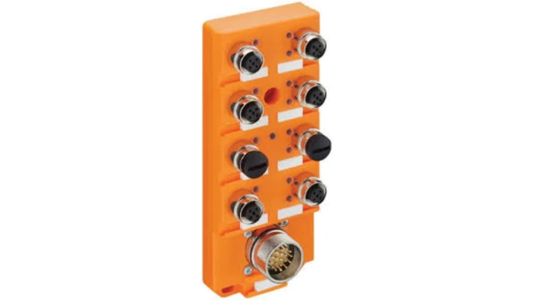 Koncentrator aktuator/sensor M12 z wskaźnikami LED 8-portowy 5-pinowy 2 sygnały na gniazdo z szybkozłączką ASBSV 8/LED 5