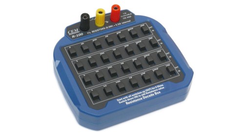 Rezystor dekadowy CEM Klasa 1 max napięcie 30V AC / 60V DC, Zakres od 1Om do 11,111,110Om R-100