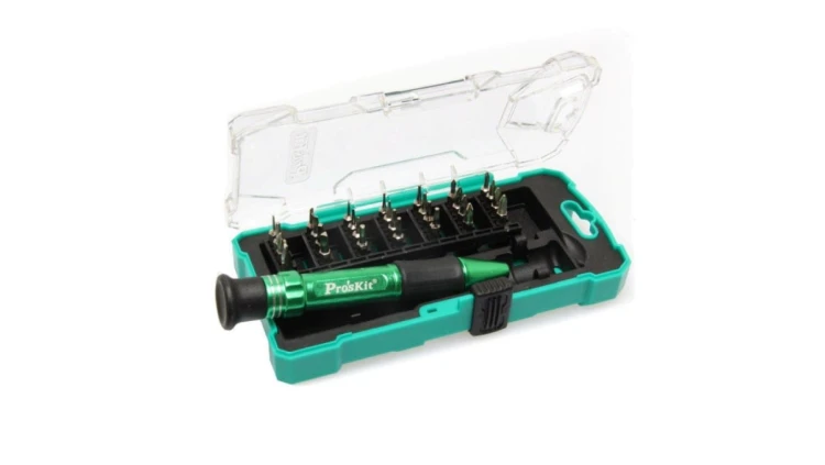 Zestaw bitów precyzyjnych z hartowanymi i chromowanymi końcówkami z wkrętakiem z obrotową końcówką SD-9608
