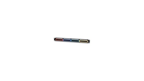 Patch panel UTP Cat5e 1U 24 porty RJ45, sekcje w 4 kolorach