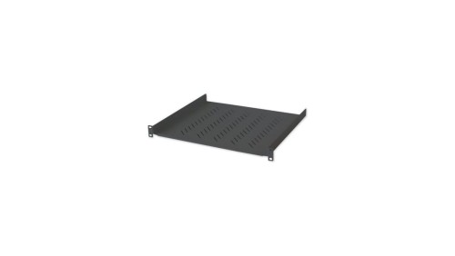 Półka 1U 400mm rack 19, 2 pkt mocowania, perforowana czarna