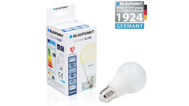 Blaupunkt Żarówka LED E27 8,5W barwa ciepła, BLAUPUNKT-E27-9W-WW