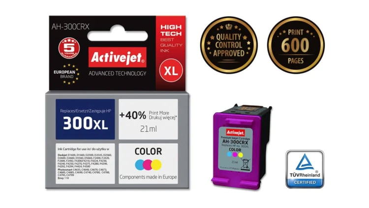 Tusz Activejet AH-300CRX (zamiennik HP 300XL CC644EE Premium 21 ml kolor)