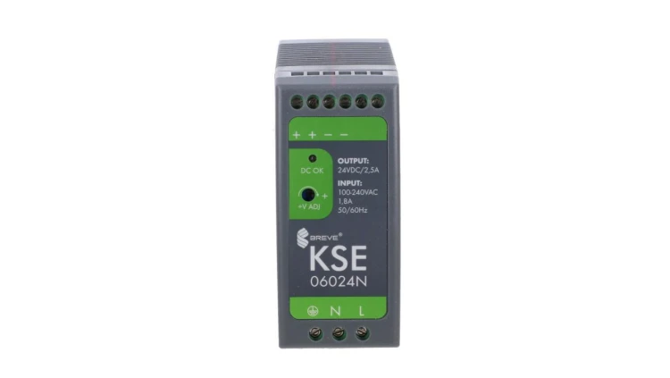 Zasilacz impulsowy KSE 06024P 230/ 24V DC 2,5A 60W na szynę DIN, Uzas: 85-264VACVAC, Ta70, 18924-9990