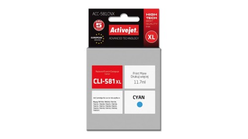 Tusz Activejet ACC-581CNX (zamiennik CLI-581C XL Supreme 11,70 ml niebieski)