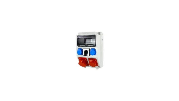 Rozdzielnica siłowa n/t 1x16A 5P 1x32A 5P 2x230V 0-1 9-mod. plus łącznik krzywkowy 330x215x155 mm NBOX-9M.2