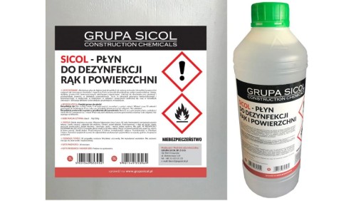 Płyn do dezynfekcji rąk alkohol 70 1L POLSKA / Płyn antybakteryjny / Sicol 1L