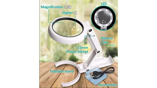Lupa ręczno-stołowa z podświetlaniem LED 3,75X (11D) / 7X (24D) MA-025