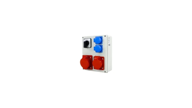 Rozdzielnica siłowa n/t 1x16A 5P 1x32A 5P 2x230V łącznik krzywkowy 0-1 248x199x95 mm NBOX24.3
