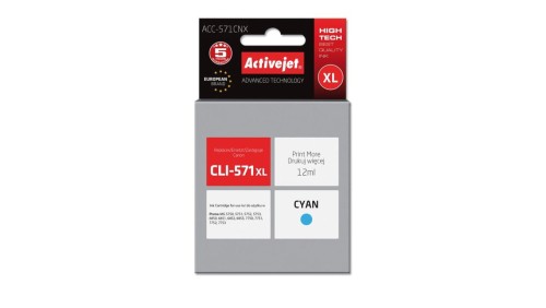 Tusz Activejet ACC-571CNX (zamiennik Canon CLI-571C XL Supreme 12 ml niebieski)