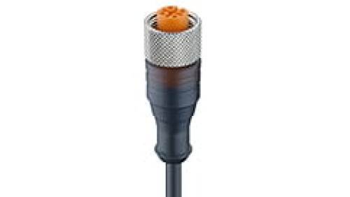 Kabel konfekcjonowany jednostronnie złącze M12 żeńskie proste 8-pinowe czarny kabel PUR RKT 8-282/5 M