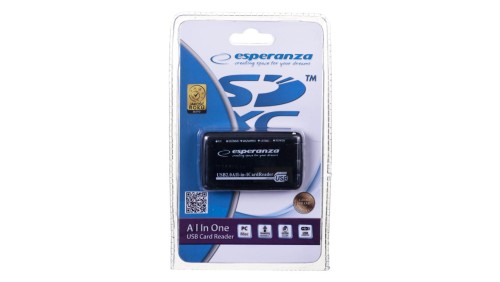 Czytnik kart Esperanza EA117 (Zewnętrzny Memory Stick Duo, MicroSD (przez adapter), MMC, SD, SDHC, SDXC)