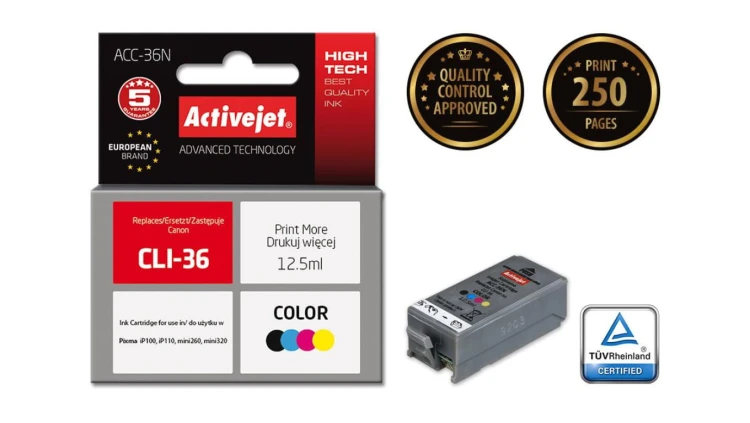 Tusz Activejet ACC-36N (zamiennik Canon CLI-36 Supreme 12.5 ml kolor)