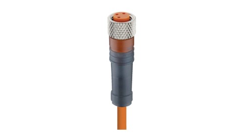 Kabel konfekcjonowany jednostronnie M8 3-pinowy żeńskie proste z samoblokującym gwintem pomarańczowy PVC RKMV 3-06/2 M