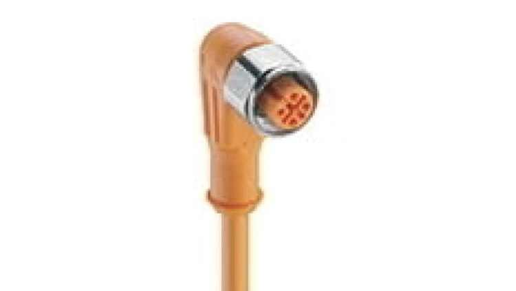 Kabel konfekcjonowany jednostronnie złącze M12 4-pinowe kątowe żeńskie PVC pomarańczowy PRKWT 4-07/15 M