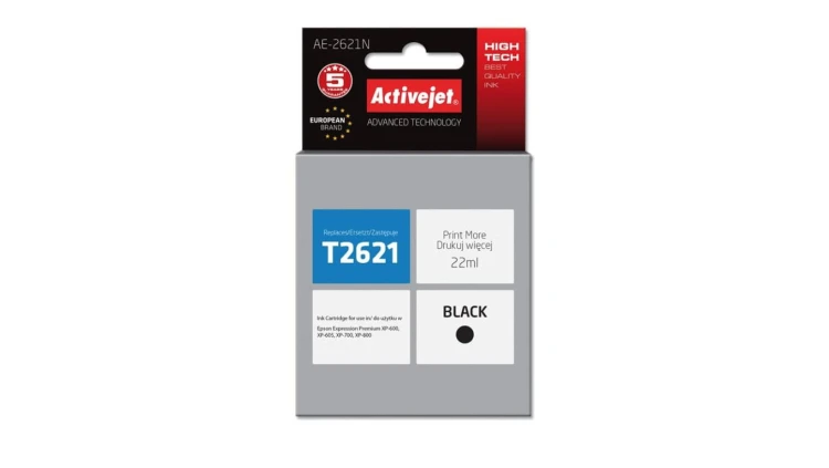 Tusz Activejet AE-2621N (zamiennik Epson 26 T2621 Supreme 22 ml czarny)