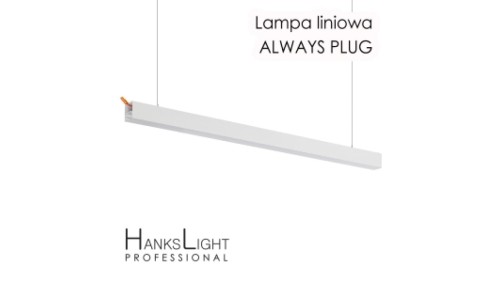 Lampa LED HanksLight,white,liniowa,alu,zwiesz,wtyczka-opcja łączenia,1200mm,down36W,4000K L4702120 (always plug)