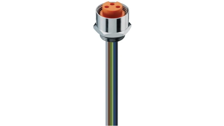 Panelowe złącze zasilające żeńskie montaż frontowy 3-pin(2+PE) srebrna obudowa 230 V AC/DC 12 A 0.75 mm2 RKF 30/11-01