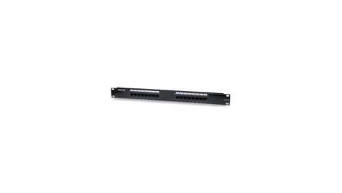 Patch panel UTP Cat6 16 portów, 1U, czarny
