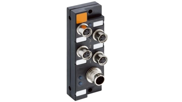Koncentrator pasywny miniaturowy aktuator/sensor LED porty 4xM8 3pin/złącze M12 męskie 10pin na kabel sterujący ASBSM 4/LED 3