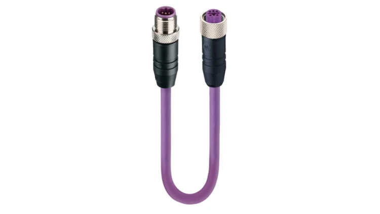 Kabel konfekcjonowany obustronnie Profibus złącza męskie M12/żeńskie M12 5-pinowe kodowanie B 0975 254 101/15 M